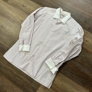 Charvet Place Vendome Paris Multicolor Striped Button Up Shirt Sz 17.5x44.5 FAIR